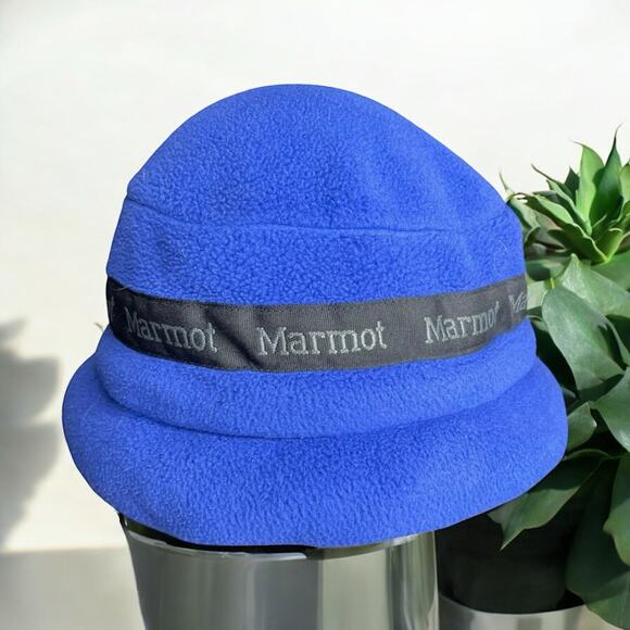 Vintage Marmot Townie Fleece Cap Hat Beanie Ear Flaps Style 1952 USA OS Blue - Picture 5 of 14